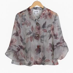 Joseph Ribkoff Sheer Floral Organza Jacket  Size 10